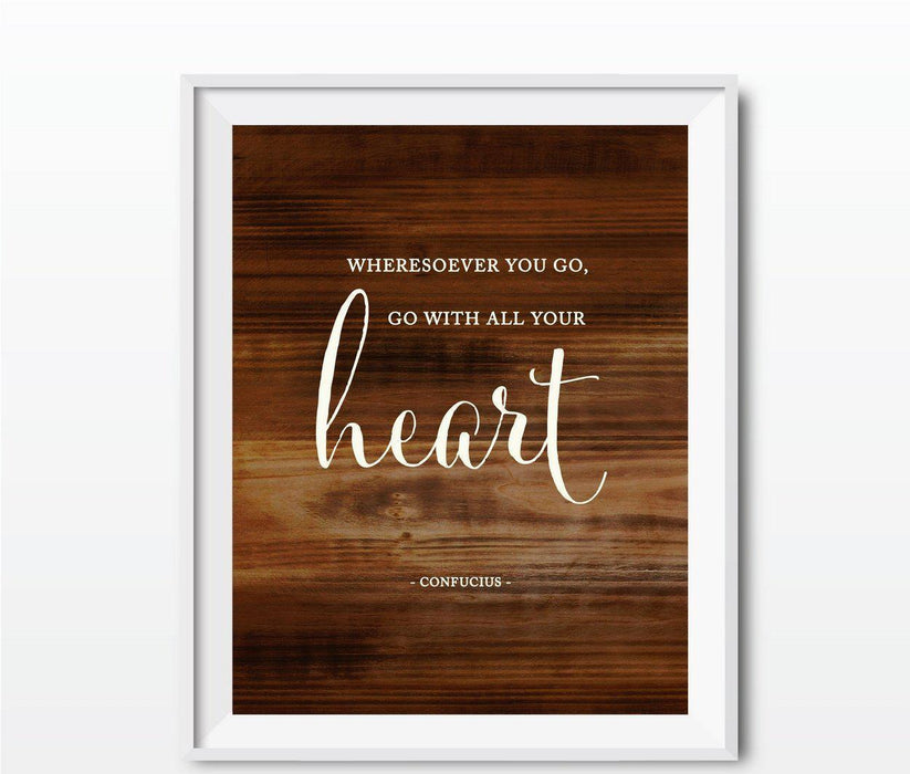 Wedding Love Quote Wall Art, Rustic Wood Poster Prints-Set of 1-Andaz Press-Every heart sings a song...Plato-