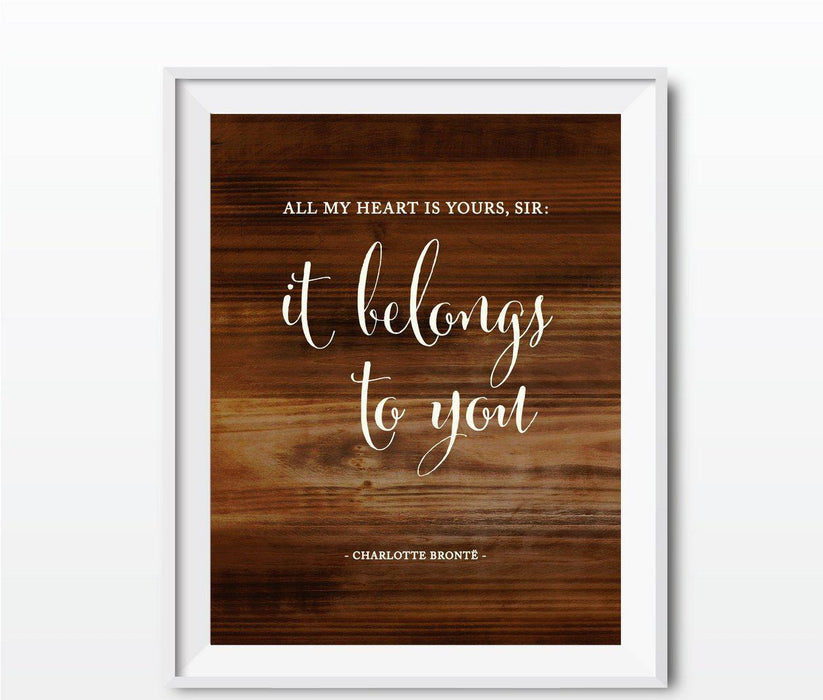 Wedding Love Quote Wall Art, Rustic Wood Poster Prints-Set of 1-Andaz Press-Every heart sings a song...Plato-