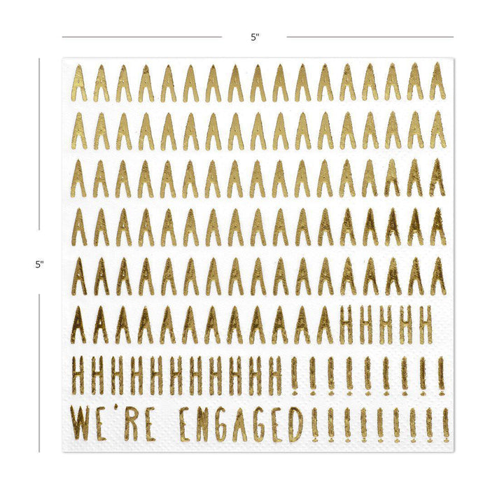 We're Engaged Funny Cocktail Napkins-Set of 50-Andaz Press-Gold-