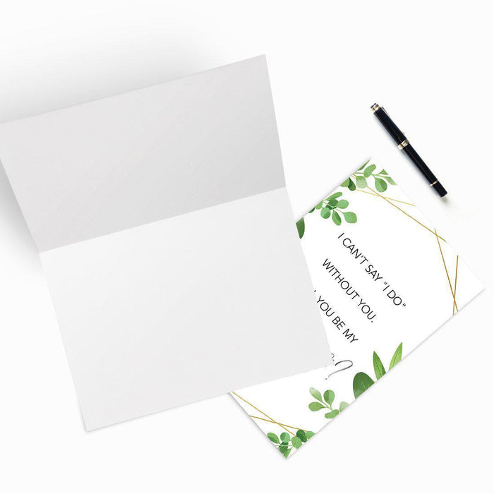 Will You Be My Bridesmaid Proposal Cards with Envelopes-Set of 16-Andaz Press-Geometric Greenery Design-