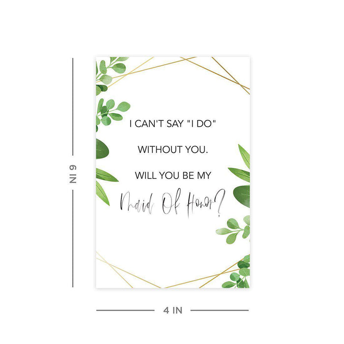 Will You Be My Bridesmaid Proposal Cards with Envelopes-Set of 16-Andaz Press-Geometric Greenery Design-