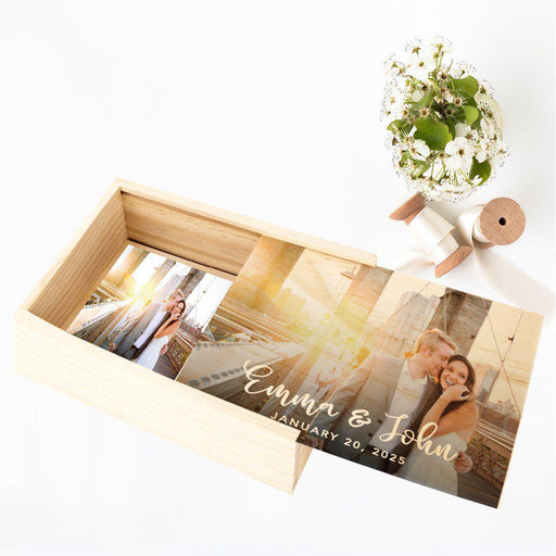 Wooden Photo Box with Custom Photo and Text-Set of 1-Koyal Wholesale-Fully Personalized Image-