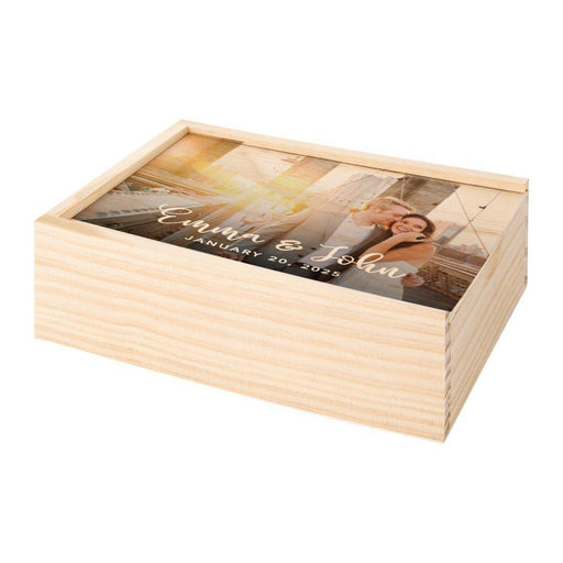 Wooden Photo Box with Custom Photo and Text-Set of 1-Koyal Wholesale-Fully Personalized Image-