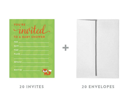 Woodland Animals Baby Shower Blank Invitations-Set of 20-Andaz Press-