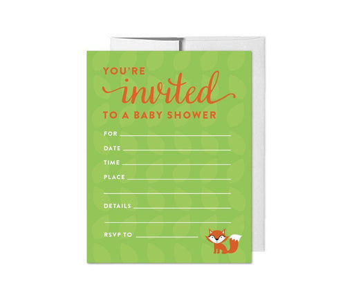 Woodland Animals Baby Shower Blank Invitations-Set of 20-Andaz Press-