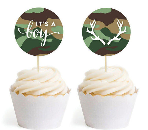 Woodland Camouflage Boy Baby Shower Cupcake Topper DIY Party Favors Kit-Set of 20-Andaz Press-