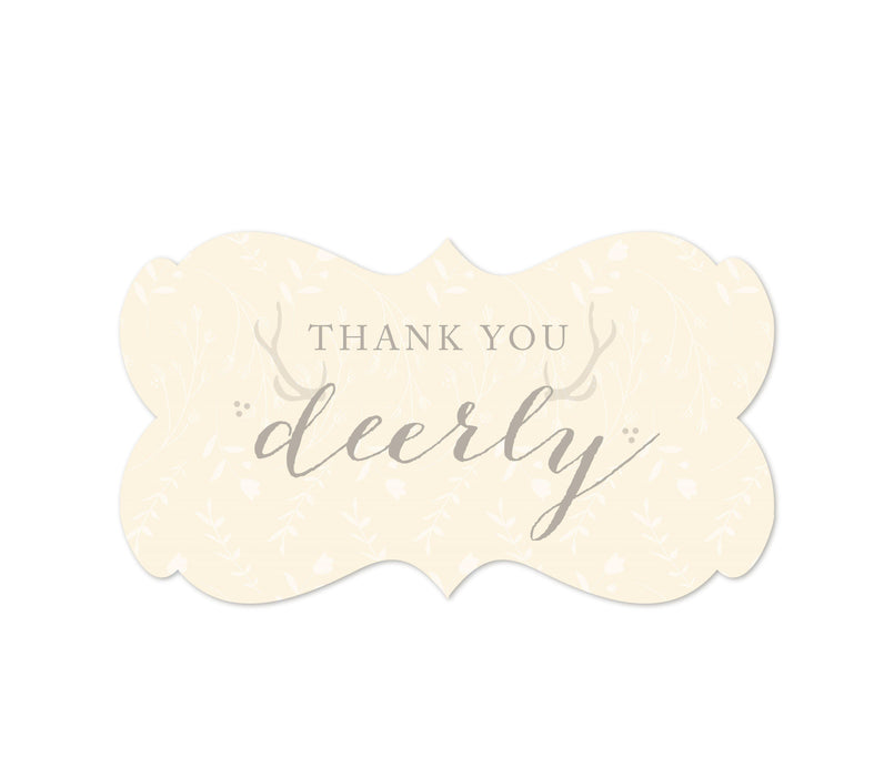 Woodland Deer Wedding Fancy Frame Label Stickers, Thank You Deerly-Set of 36-Andaz Press-