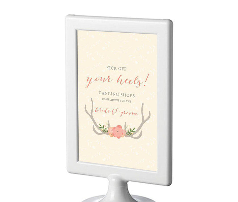 Woodland Deer Wedding Framed Party Signs-Set of 1-Andaz Press-Dancing Shoes - Kick Off Your Heels-