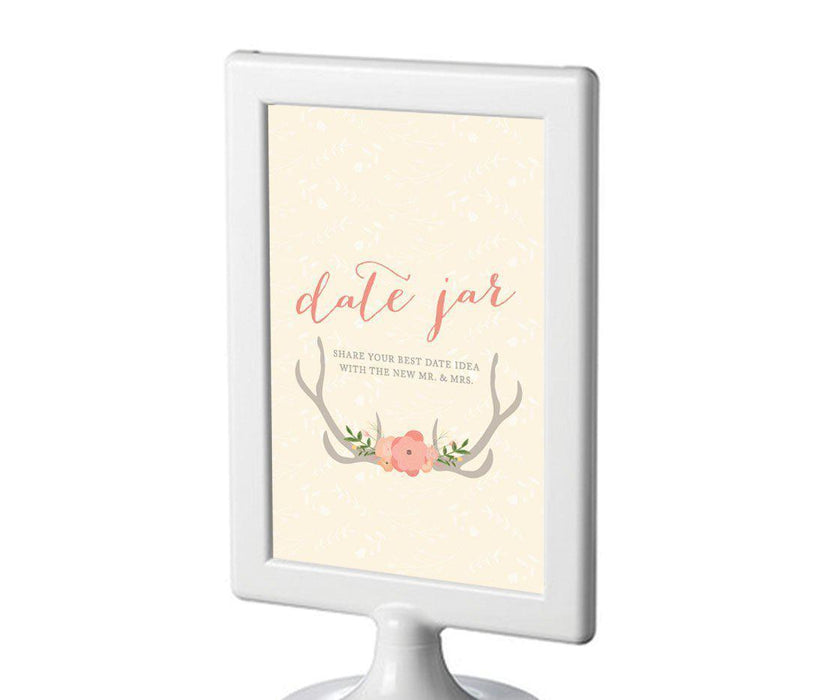 Woodland Deer Wedding Framed Party Signs-Set of 1-Andaz Press-Date Jar - Share Best Date Idea-