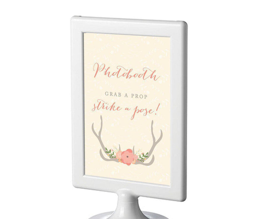 Woodland Deer Wedding Framed Party Signs-Set of 1-Andaz Press-Grab A Prop & Strike A Pose-