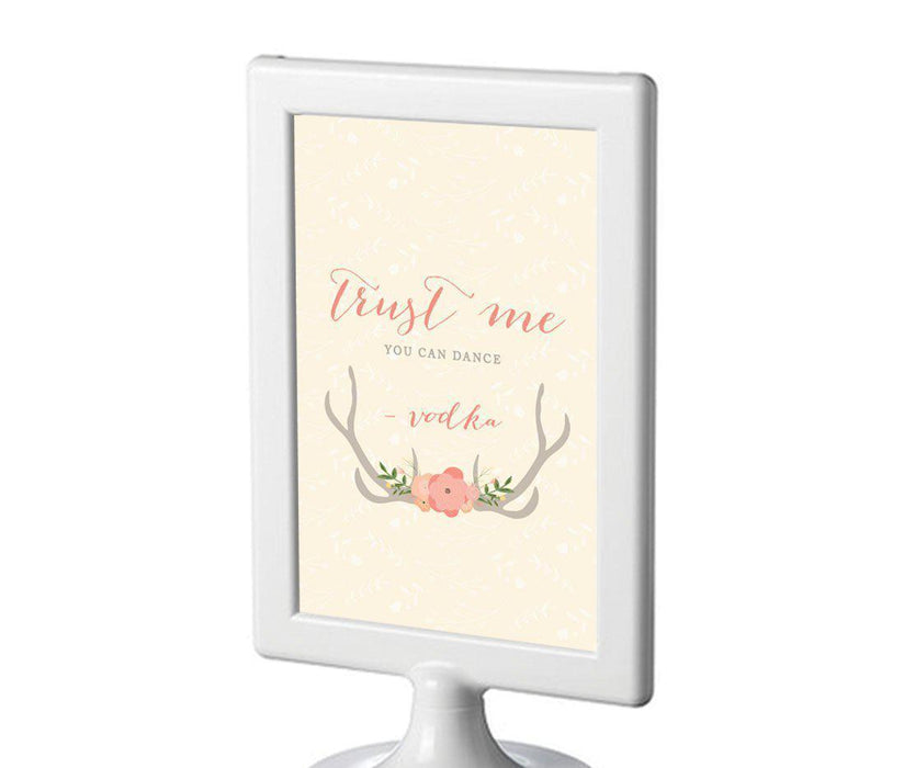 Woodland Deer Wedding Framed Party Signs-Set of 1-Andaz Press-Trust Me, You Can Dance - Vodka-