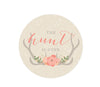 Woodland Deer Wedding Round Circle Label Stickers-Set of 40-Andaz Press-The Hunt Is Over-