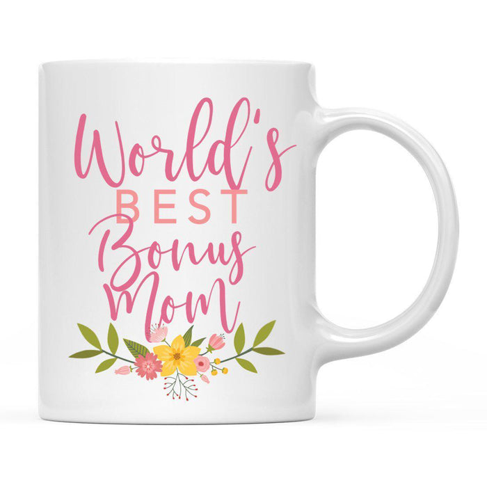 World's Best Pink Floral Design Ceramic Coffee Mug-Set of 1-Andaz Press-Bonus Mom-