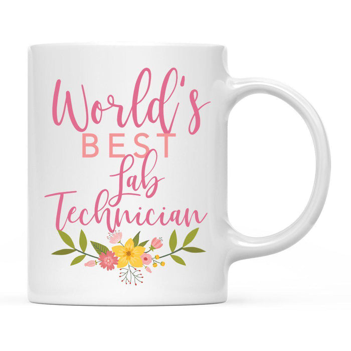 World's Best Profession, Pink Floral Design Ceramic Coffee Mug Collection 3-Set of 1-Andaz Press-Lab Technician-