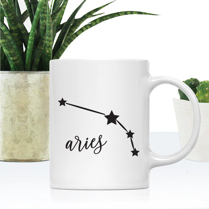 Zodiac Minimal Black Ceramic Coffee Mug-Set of 1-Andaz Press-Aries-