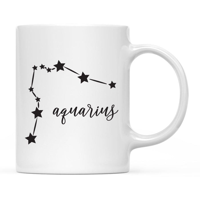 Zodiac Minimal Black Ceramic Coffee Mug-Set of 1-Andaz Press-Aquarius-