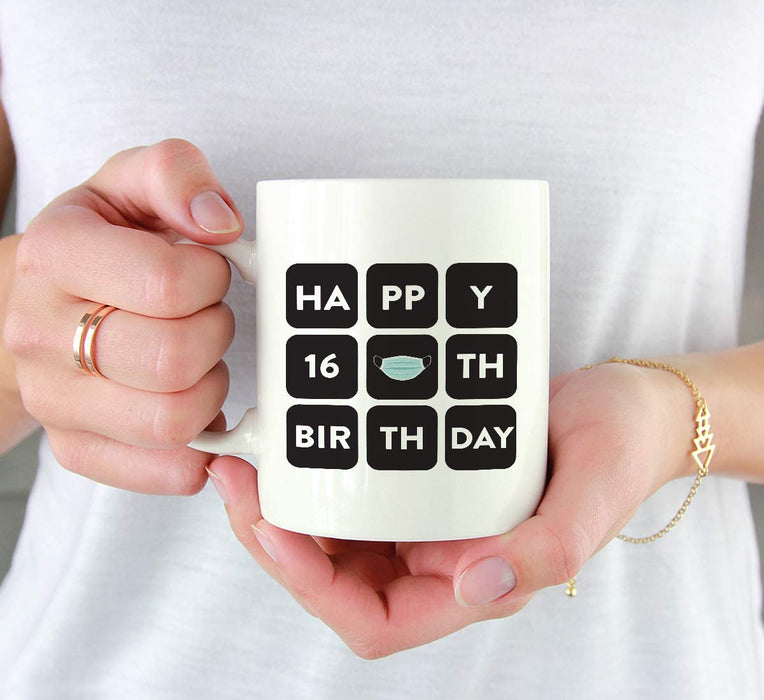 Zoom Birthday Ceramic Coffee Mug-Set of 1-Andaz Press-Happy 16th Birthday-