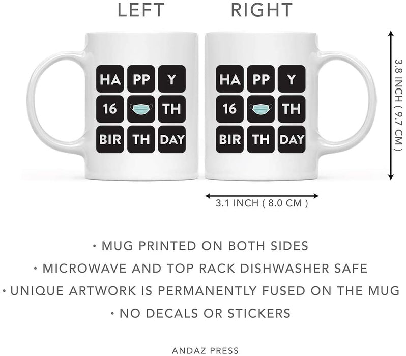 Zoom Birthday Ceramic Coffee Mug-Set of 1-Andaz Press-Happy 16th Birthday-